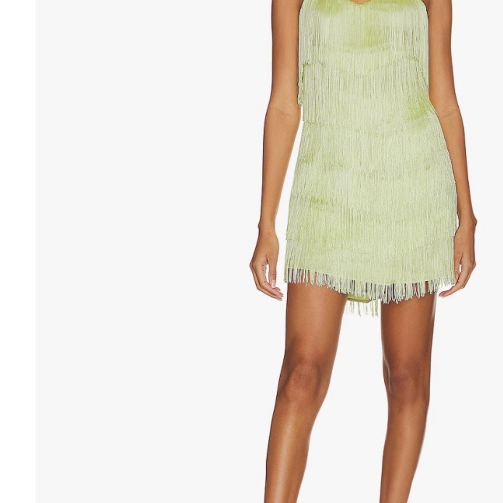 House of Harlow 1960 Lime Fringe Mini Dress